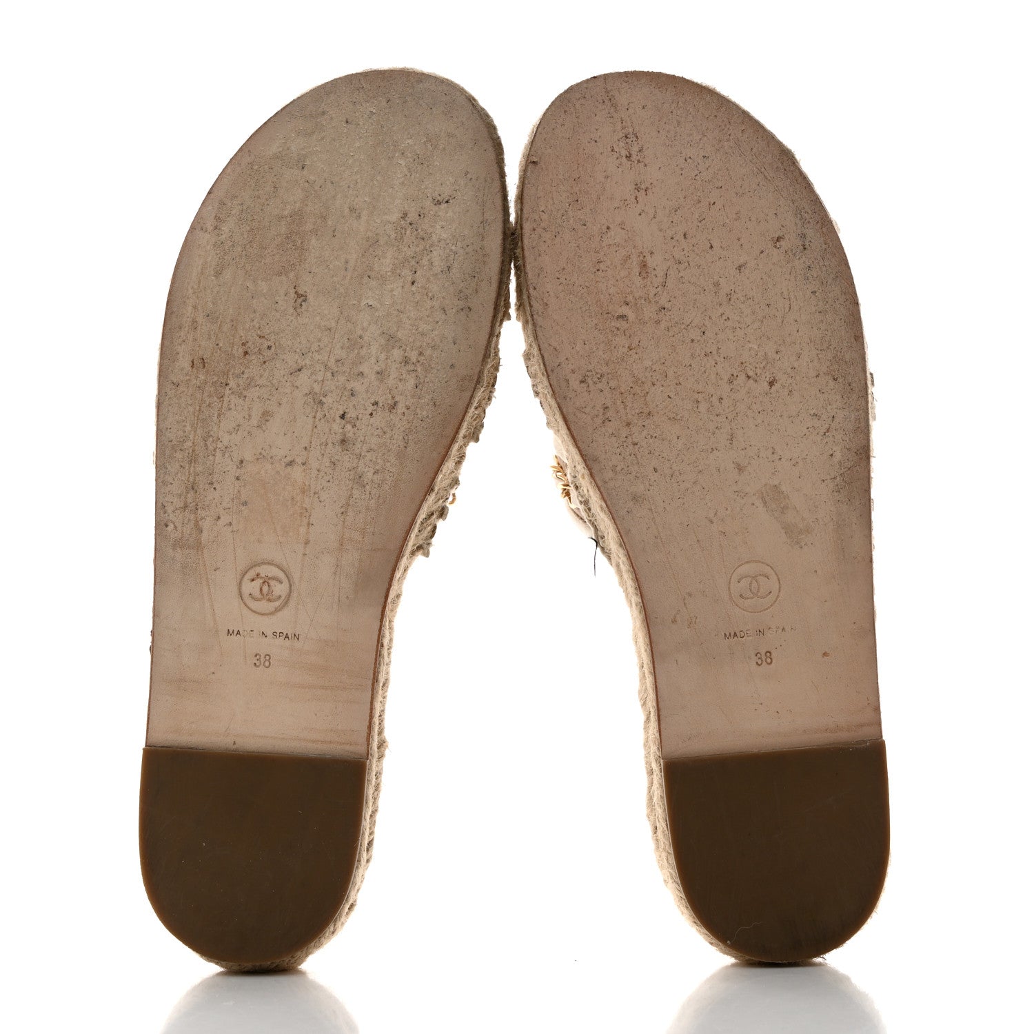 Chanel Lambskin Chain Espadrille Slip On Sandals 38 White 5 of 8