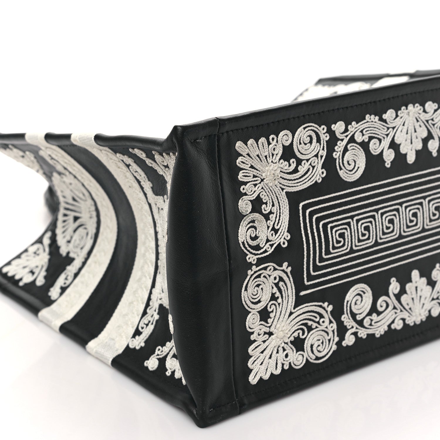 Christian Dior Calfskin Cornely-Effect Embroidery Medium Book Tote Black White 8 of 9