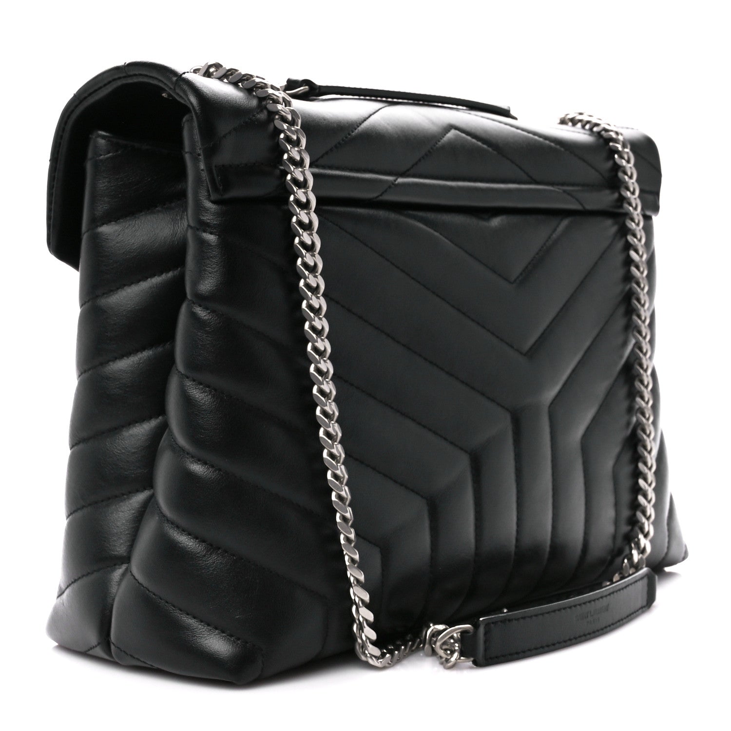 Saint Laurent Calfskin Y Quilted Monogram Medium Loulou Chain Satchel Black 3 of 11