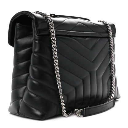 Saint Laurent Calfskin Y Quilted Monogram Medium Loulou Chain Satchel Black 3 of 11