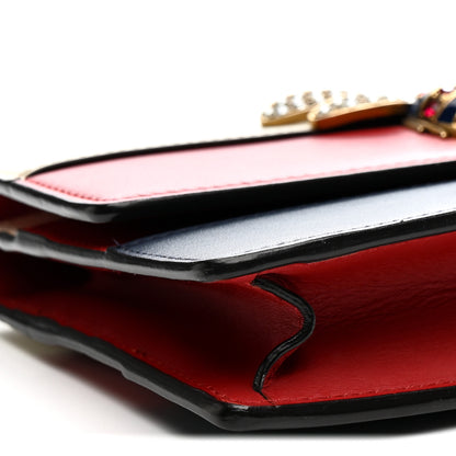 Gucci Calfskin Queen Margaret Chain Wallet Blue Agata Hibiscus Red Mystic White 9 of 11