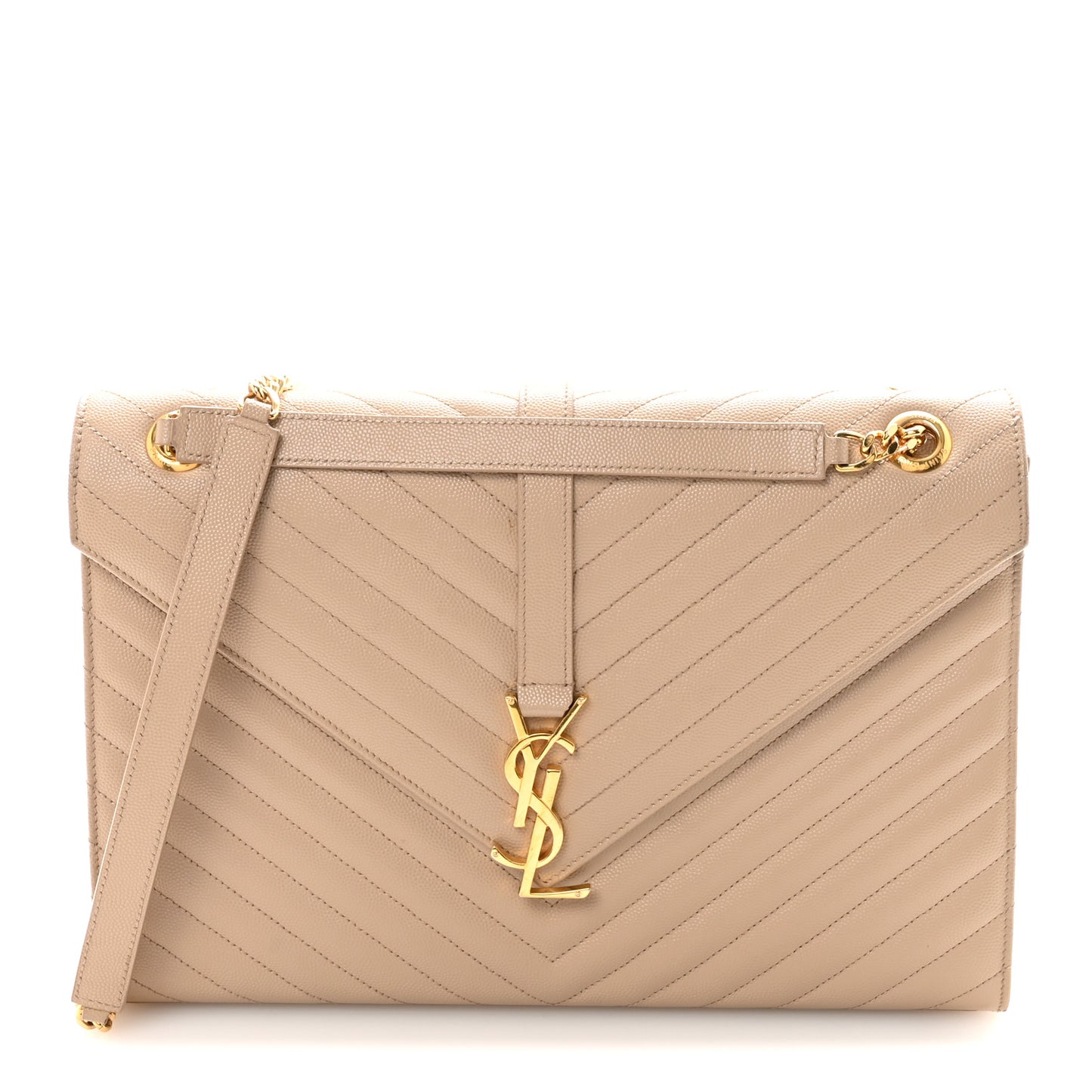 Grain De Poudre Matelasse Chevron Large Monogram Satchel Dark Beige