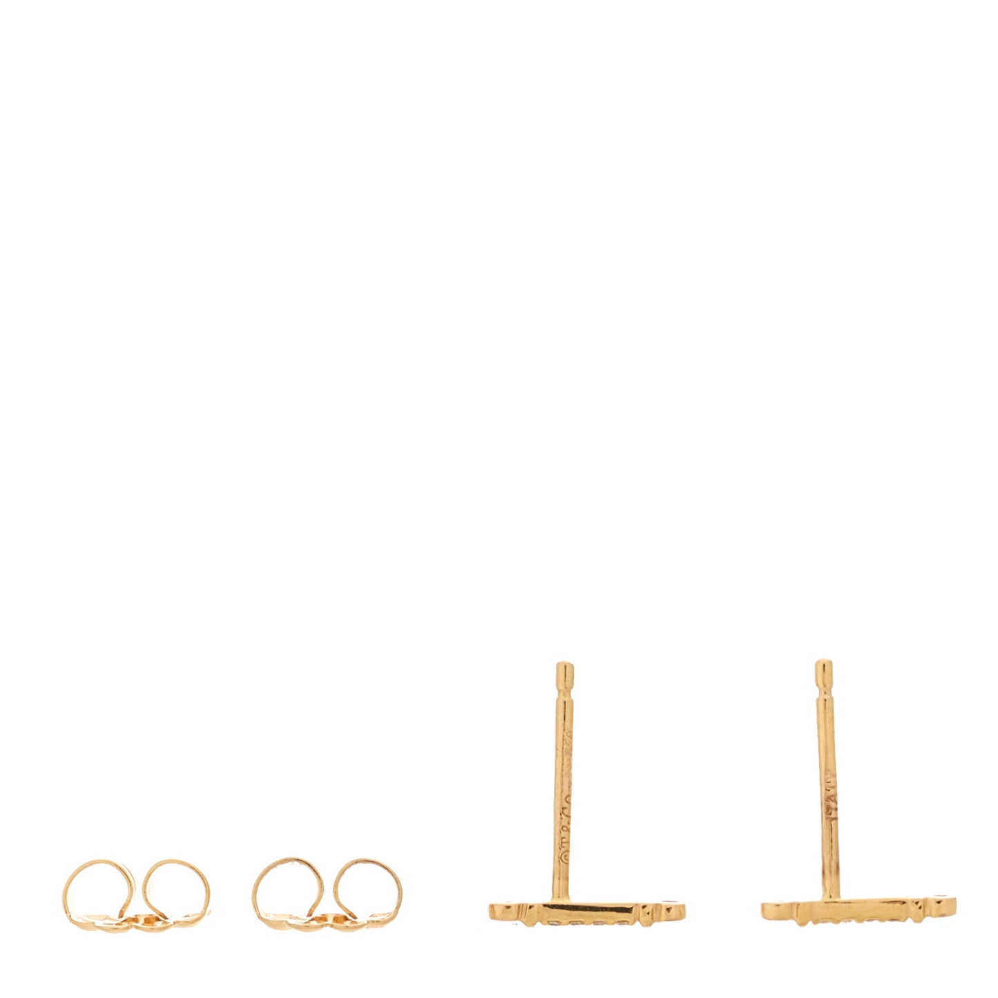18K Rose Gold Diamond Fleur de Lis Key Bar Earrings
