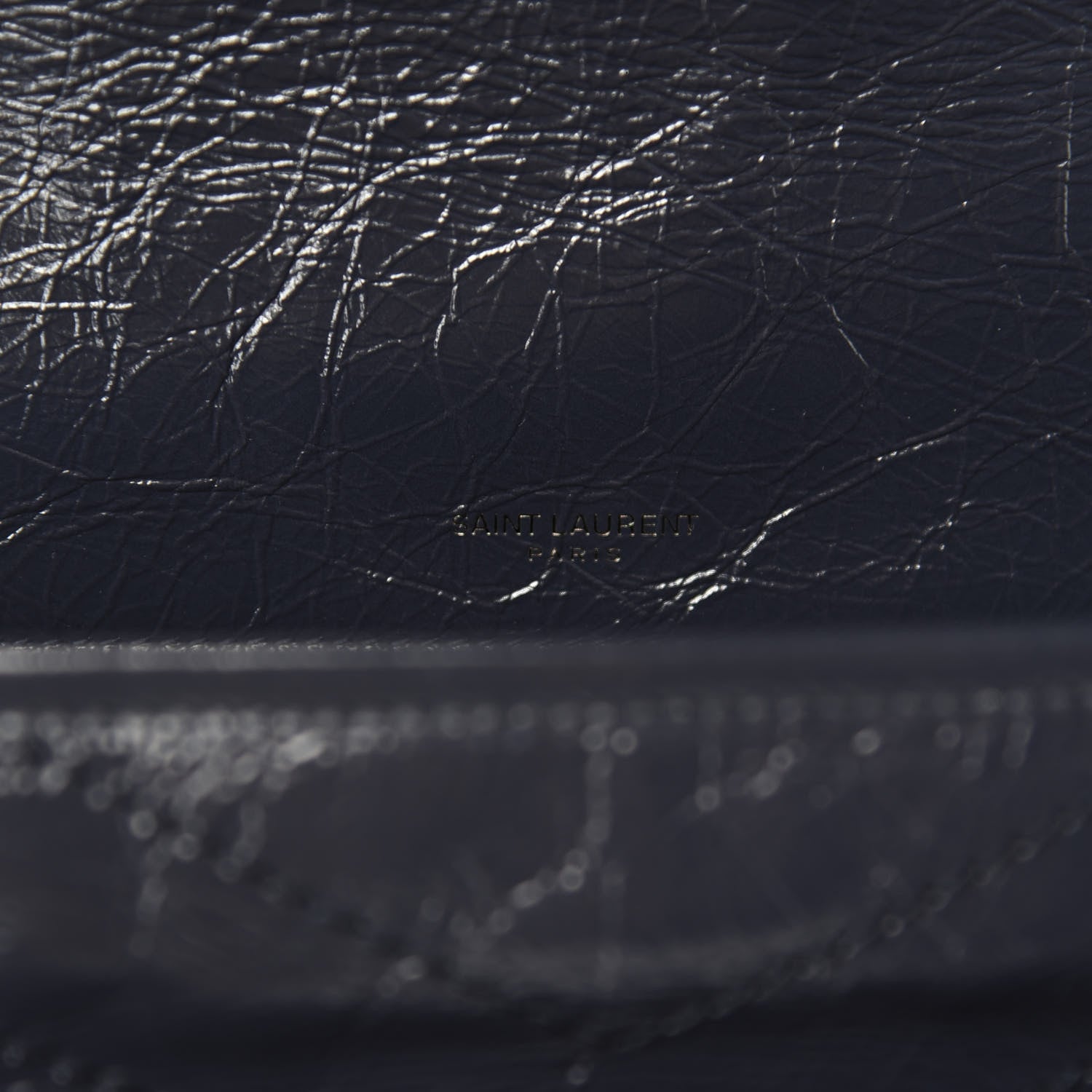 Saint Laurent Crinkled Calfskin Matelasse Monogram Medium Niki Chain Satchel Deep Marine 9 of 11