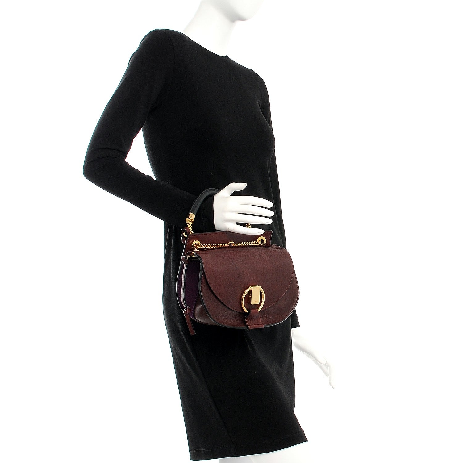 Chloe Suede Calfskin Small Goldie Crossbody Bag Dark Velvet 3 of 9