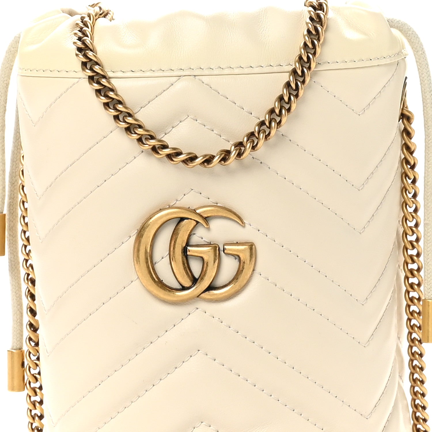 Gucci Calfskin Matelasse Mini GG Marmont 2.0 Bucket Bag White 7 of 11