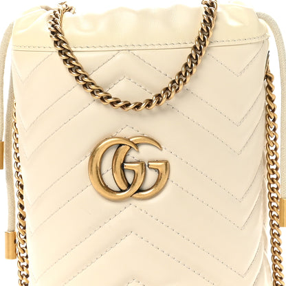 Gucci Calfskin Matelasse Mini GG Marmont 2.0 Bucket Bag White 7 of 11