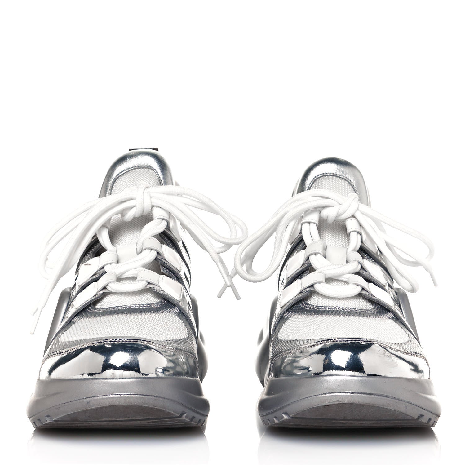 Louis Vuitton Metallic Calfskin Technical Nylon LV Archlight Sneakers 38 White Silver 2 of 8