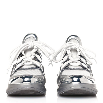 Louis Vuitton Metallic Calfskin Technical Nylon LV Archlight Sneakers 38 White Silver 2 of 8