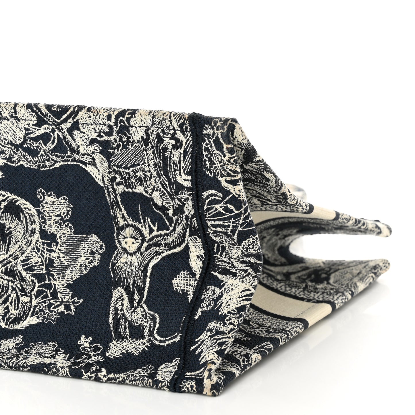 Canvas Embroidered Medium Dioriviera Toile De Jouy Reverse Book Tote Blue