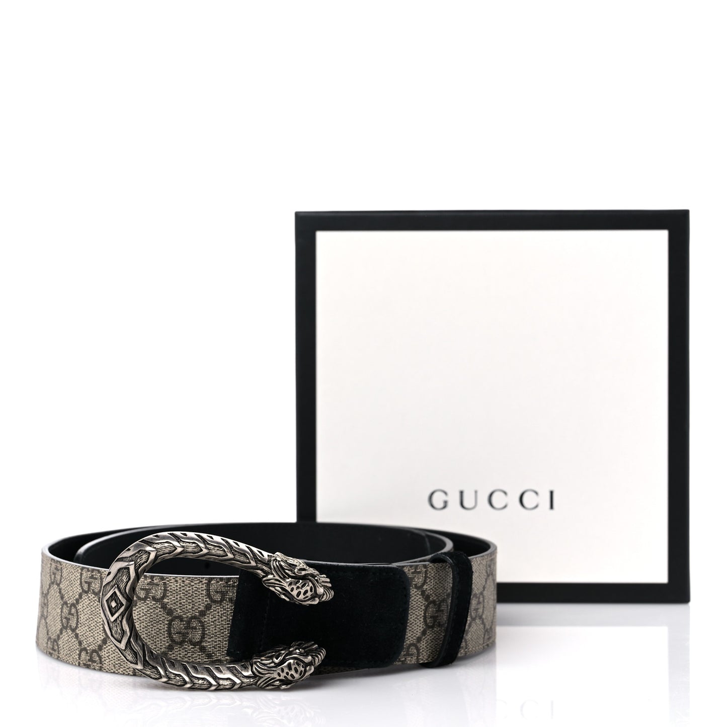 GG Supreme Monogram Suede Dionysus 40mm Belt 90 36 Beige Black