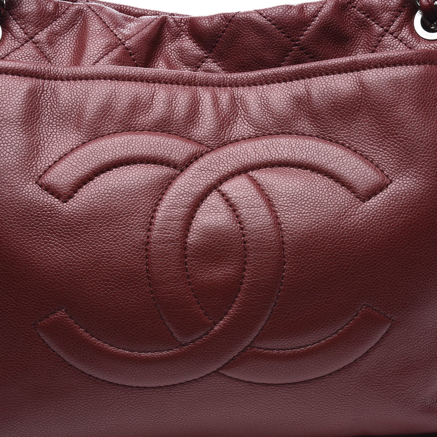 Caviar Quilted Large Timeless CC Soft Tote Dark Red