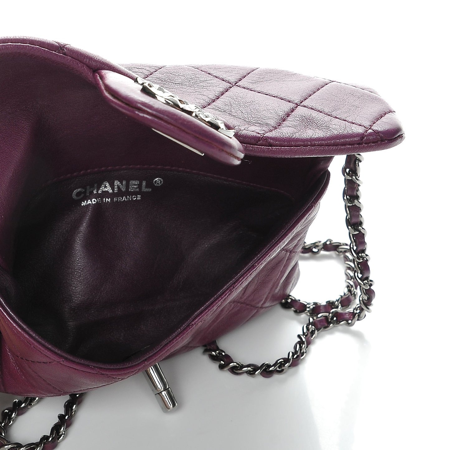 Lambskin Quilted Mini Mineral Nights Flap Crossbody Bag Purple