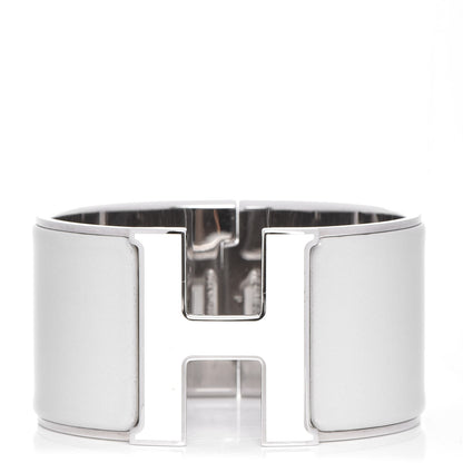 Hermes Extra Wide Clic Clac H Bracelet GM Gris Clair White 1 of 5