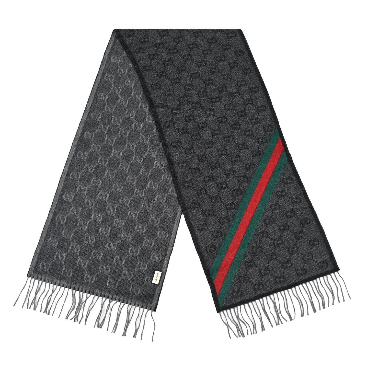 Gucci Wool Angora Monogram Web New Nikky Scarf Lead Dark Green 1 of 4