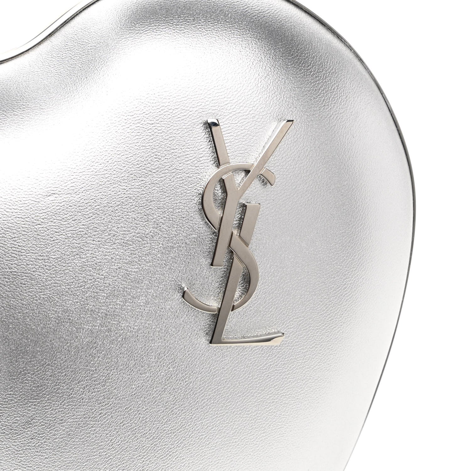 Saint Laurent Smooth Calfskin Heart Monogram Love Box Crossbody Silver 7 of 11