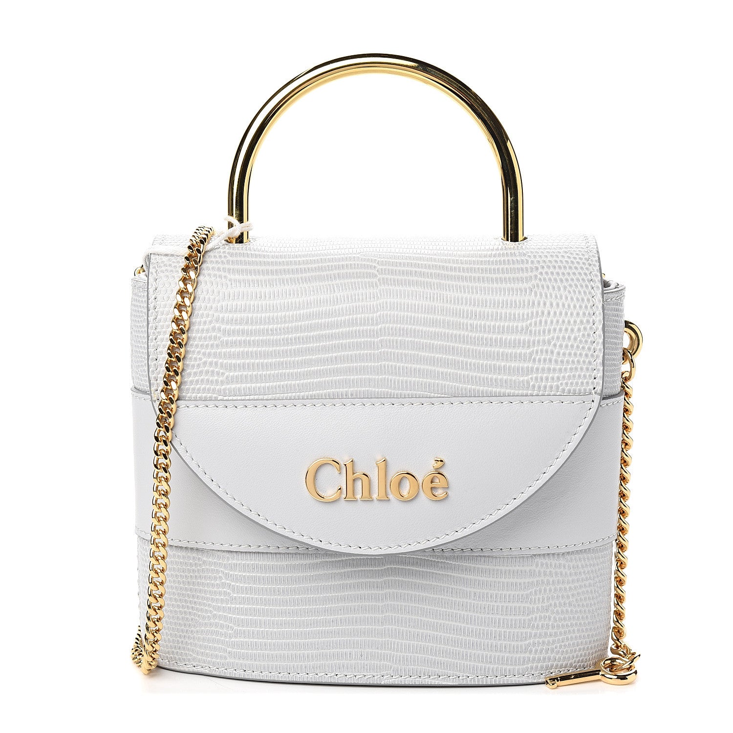 Chloe Calfskin Lizard Embossed Small Aby Lock Light Cloud 1 of 9