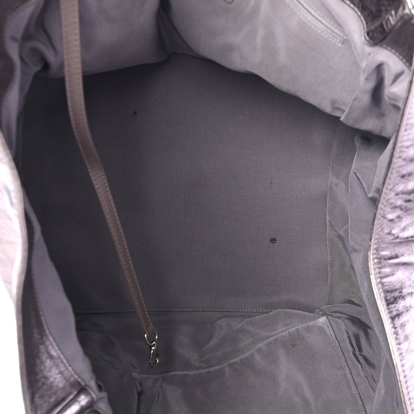 Metallic Cracked Calfskin Modern Chain Tote Dark Silver