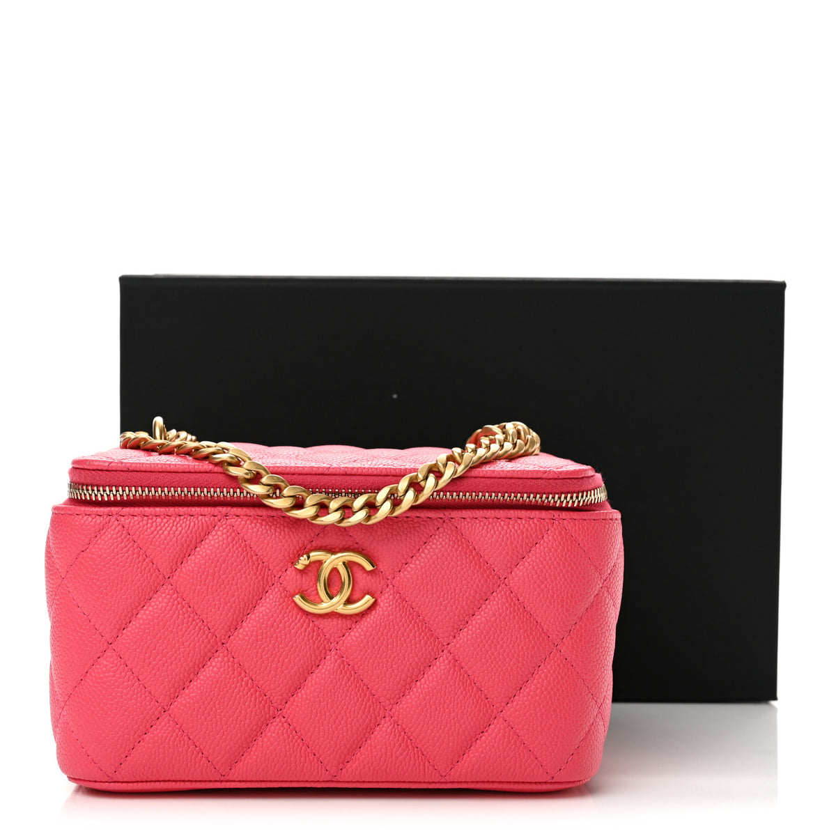 Caviar Quilted Sweetheart Vanity Case Pink