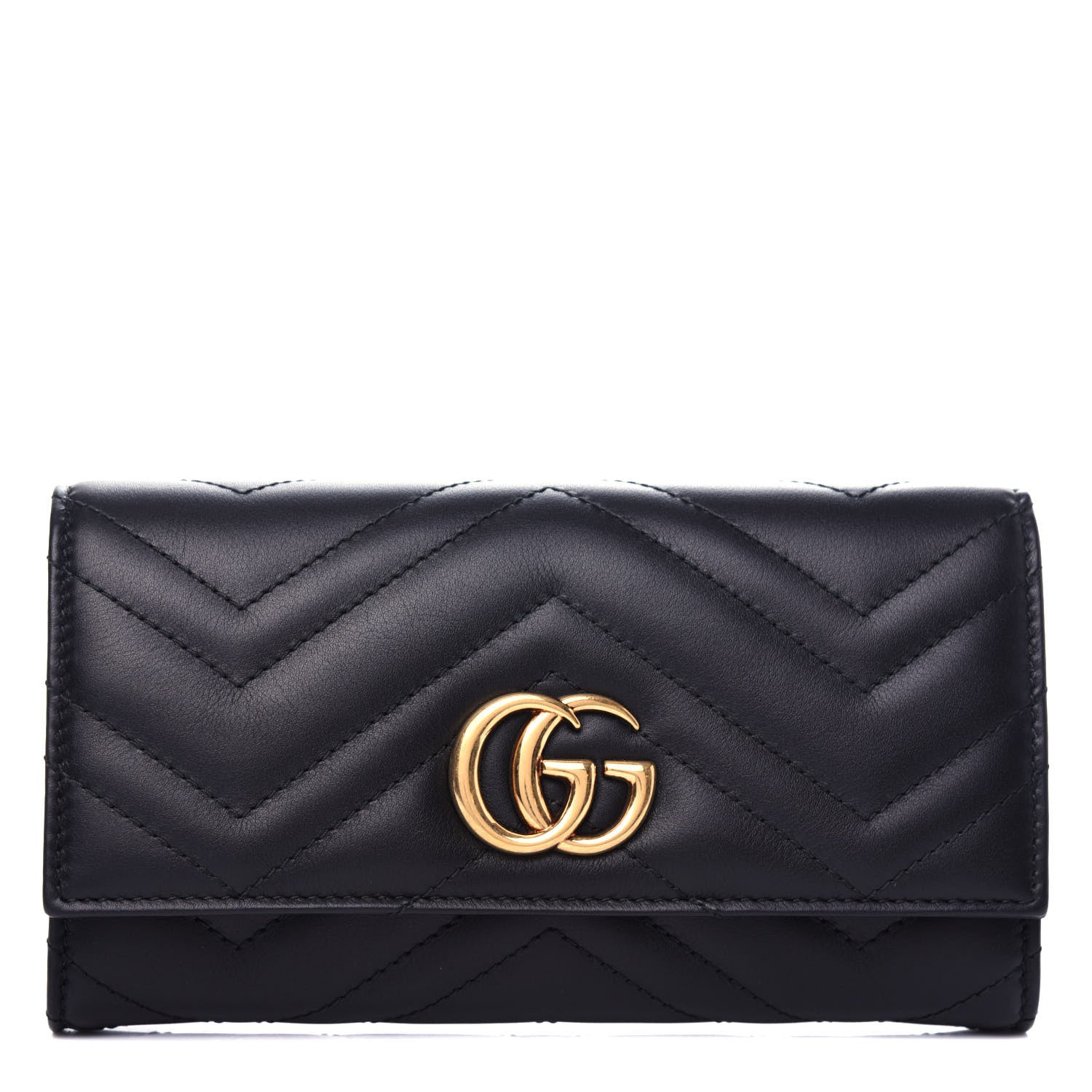 Gucci Calfskin Matelasse GG Marmont Continental Wallet Black 1 of 8