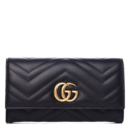 Gucci Calfskin Matelasse GG Marmont Continental Wallet Black 1 of 8