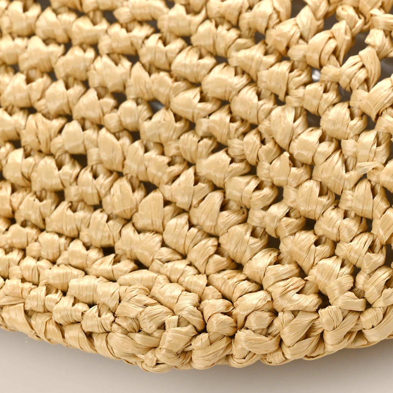 Prada Yarn Raffia Effect Crochet Logo Embroidered Shopping Tote Bag Naturale 8 of 8