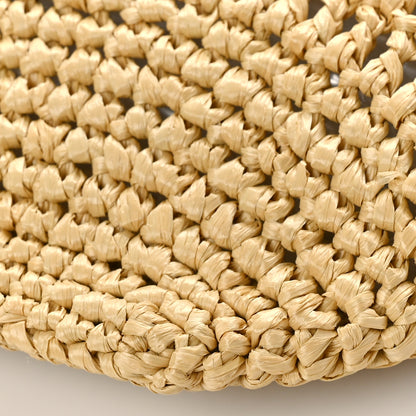 Prada Yarn Raffia Effect Crochet Logo Embroidered Shopping Tote Bag Naturale 8 of 8