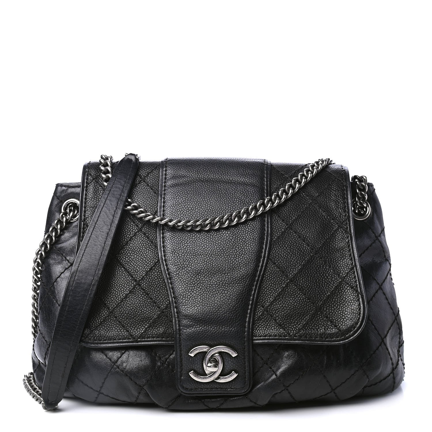 Chanel Caviar Aged Calfskin Large Bubble Graphic Messenger Bag Black 1 of 4