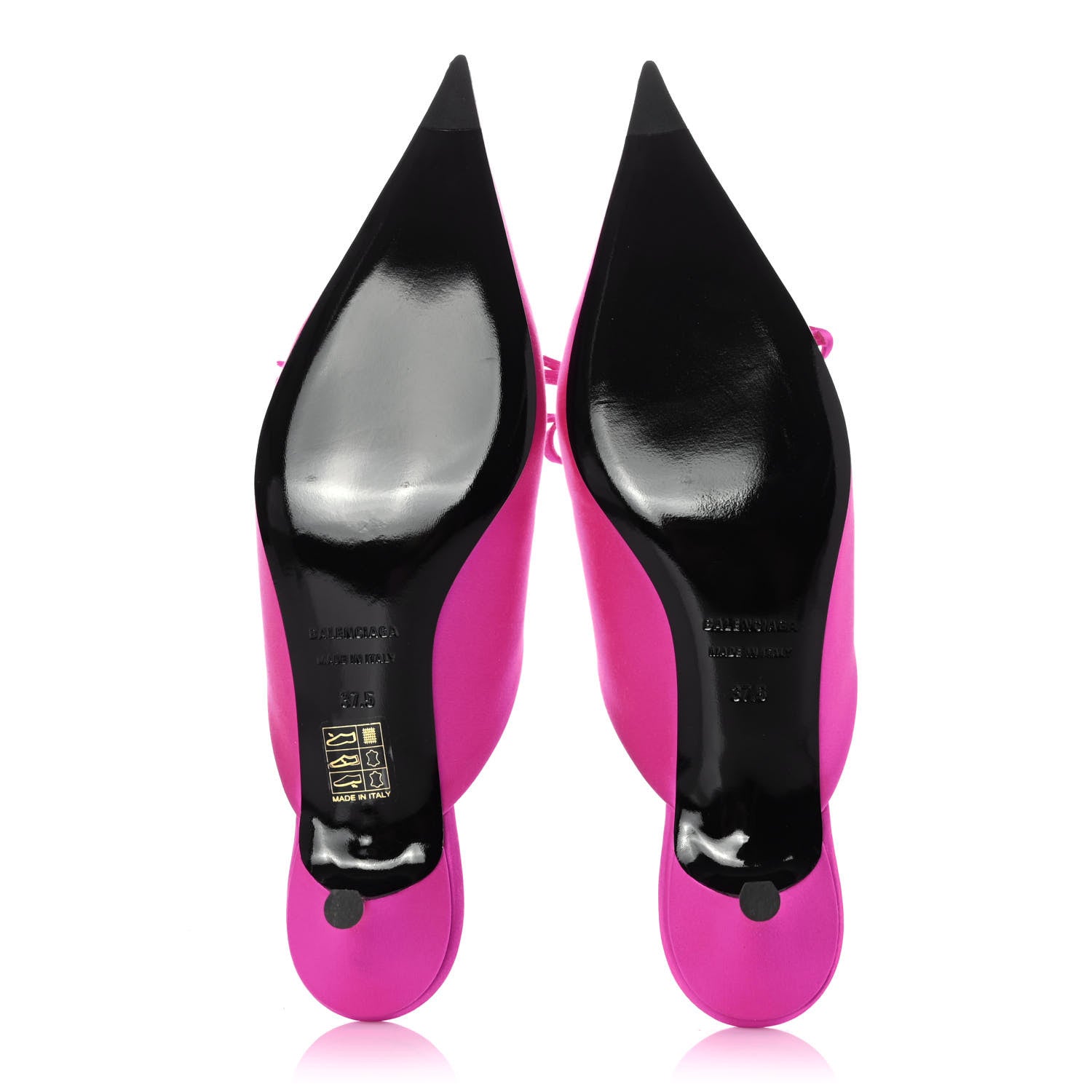 Balenciaga Satin Pointed Toe Knife 40mm Mules 37.5 Rose Fuchsia 4 of 4