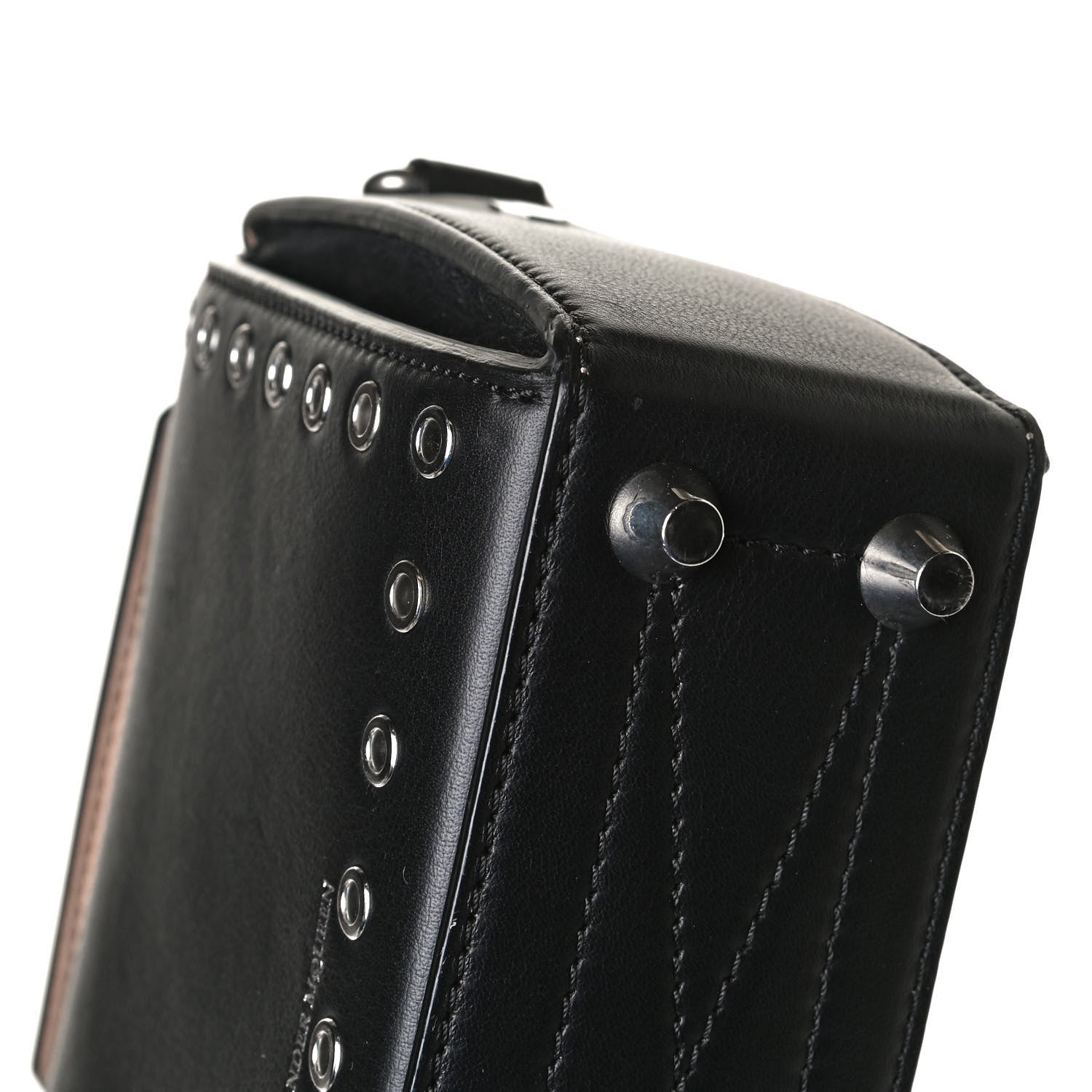 Alexander McQueen Fine Grain Goatskin Perforated Box Shoulder Bag 16 Black 13 of 16