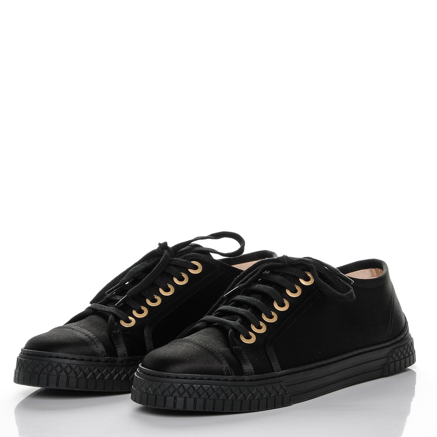 Chanel Satin Low Top CC Sneakers 37 Black 2 of 10