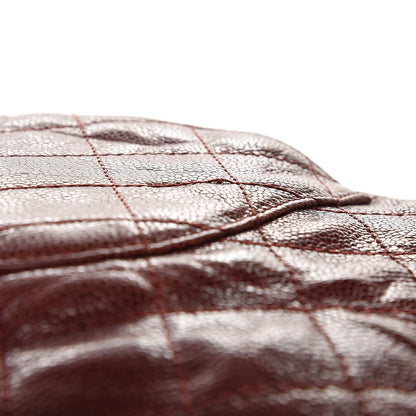 Chanel Grained Calfskin Quilted Maxi Elastic Flap Burgundy 8 of 9