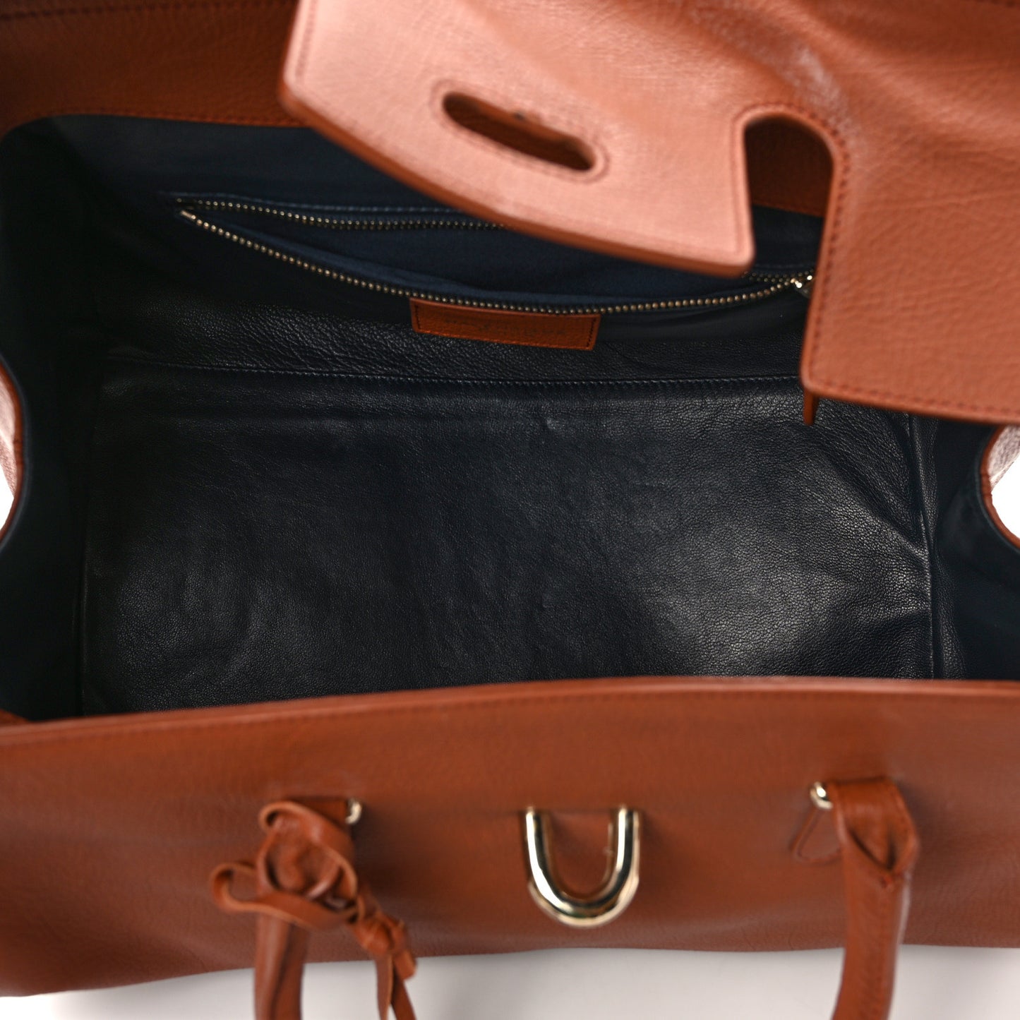 Grained Calfskin M Tube Round Tote Brown