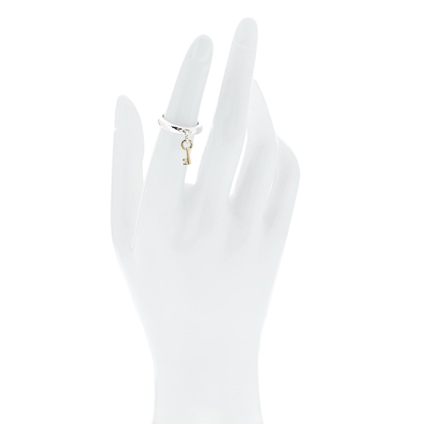 Sterling Silver 18K Yellow Gold Key Charm Ring 49 4.75