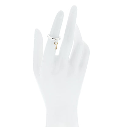 Tiffany Sterling Silver 18K Yellow Gold Key Charm Ring 49 4.75 2 of 4