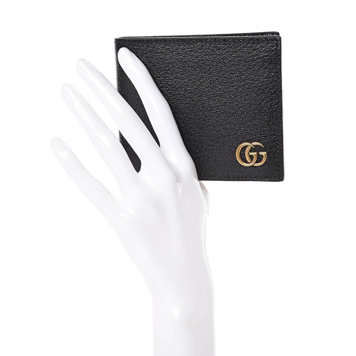 Calfskin Boar Effect GG Marmont Bi-Fold Wallet Black