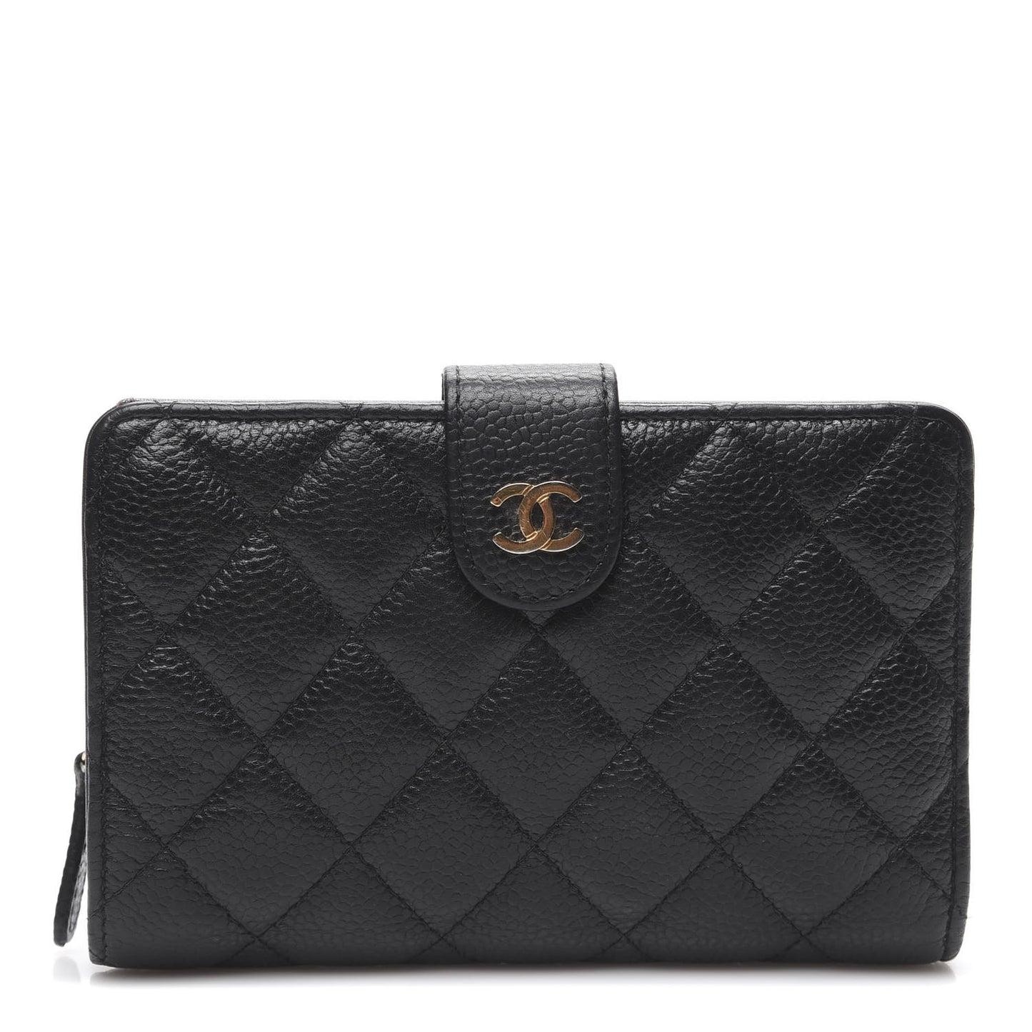 Caviar Quilted Zipped Pocket Wallet Black