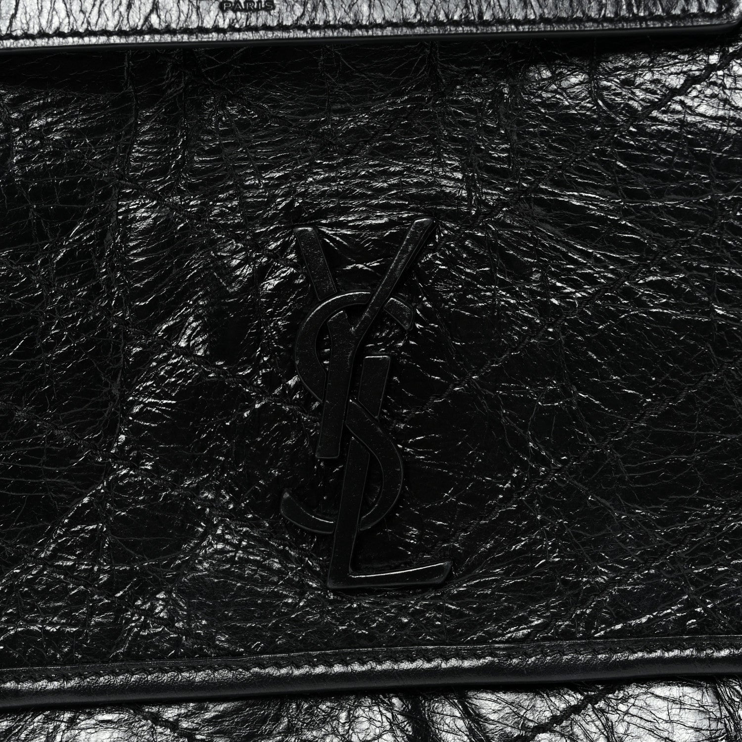 Saint Laurent Crinkled Calfskin Matelasse Monogram Medium Niki Chain Satchel Black 8 of 10