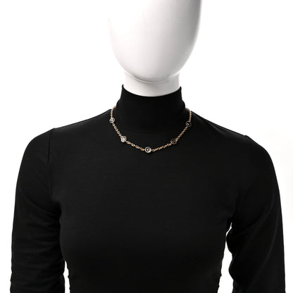 Chanel Metal Enamel CC Crystal Necklace Gold Black 2 of 5