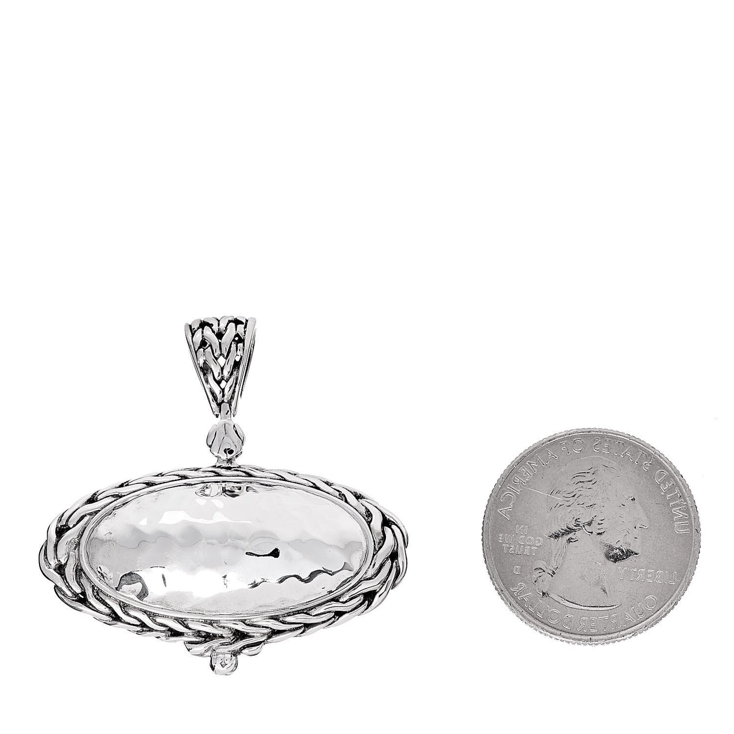 Sterling Silver Oval Palu Hammered Pendant