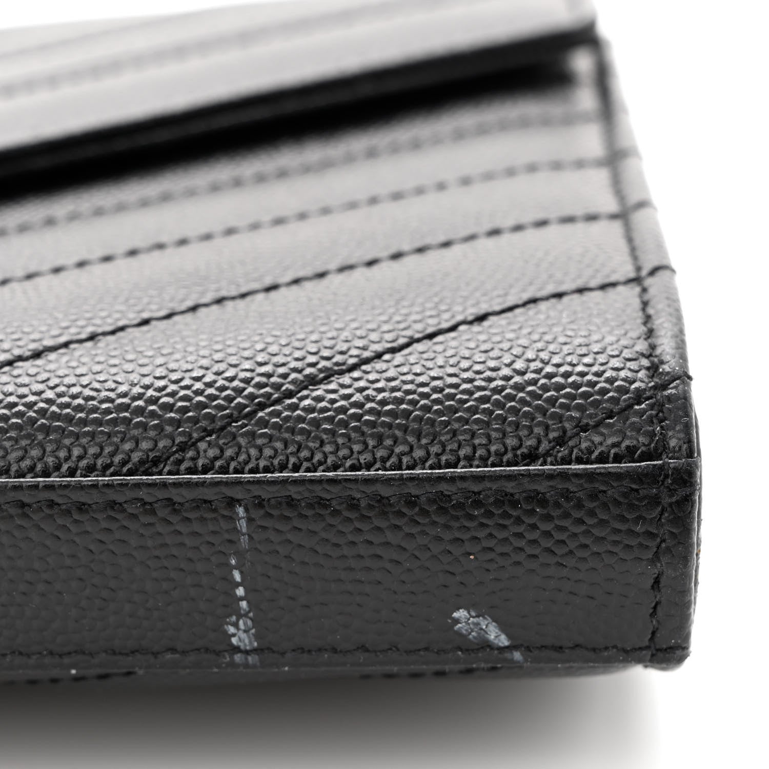 Saint Laurent Grain De Poudre Matelasse Chevron Monogram Chain Wallet Black 11 of 12