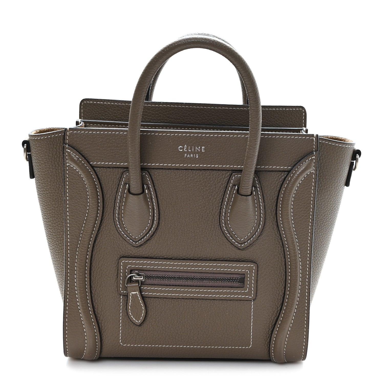 Celine Drummed Calfskin Nano Luggage Souris 1 of 11