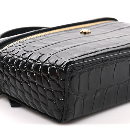 Chanel Calfskin Crocodile Embossed Crococo Exoticoco Vanity With Chain Black 9 of 11