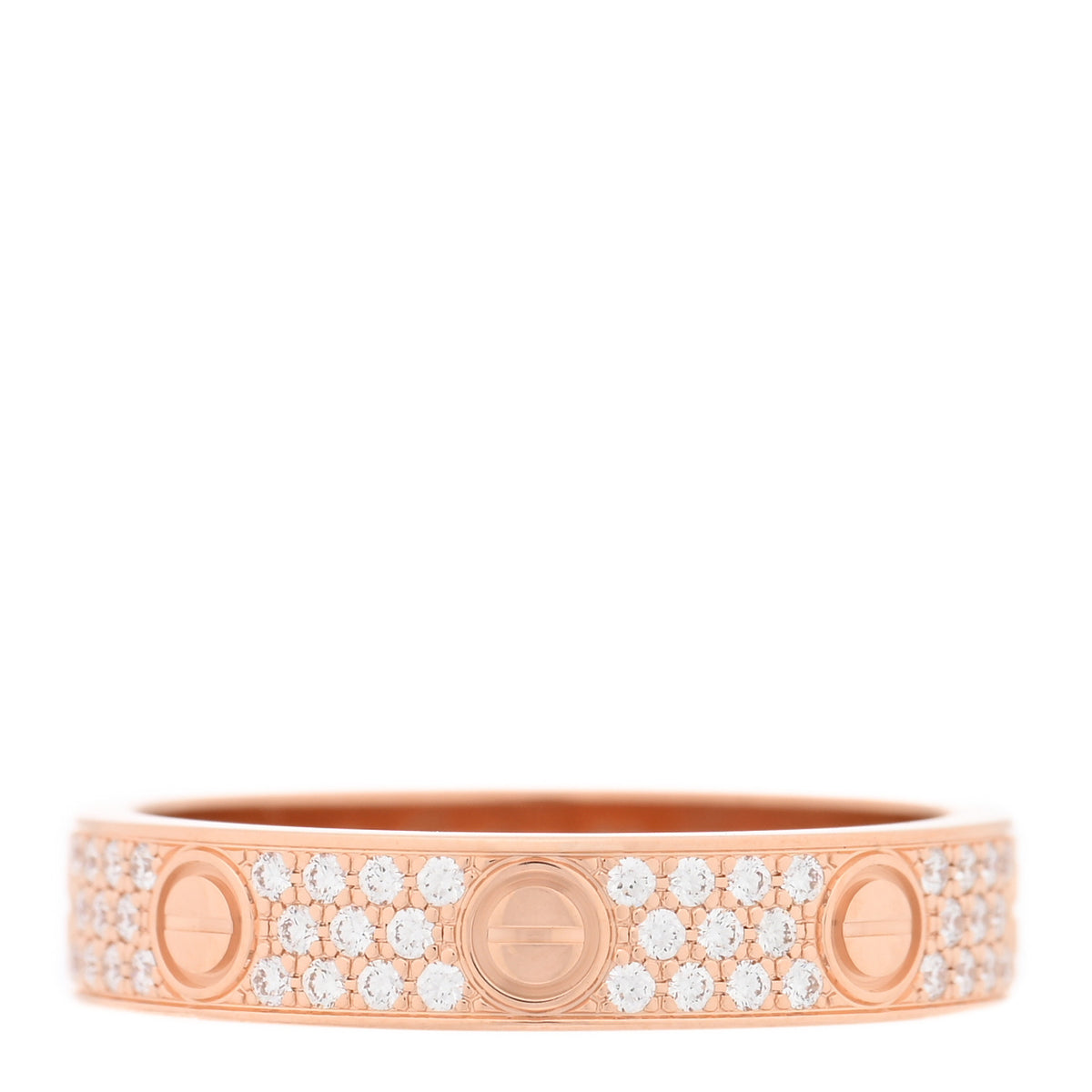 Cartier 18K Pink Gold Diamond 4mm LOVE Wedding Paved Band Ring 53 6.5 1 of 4