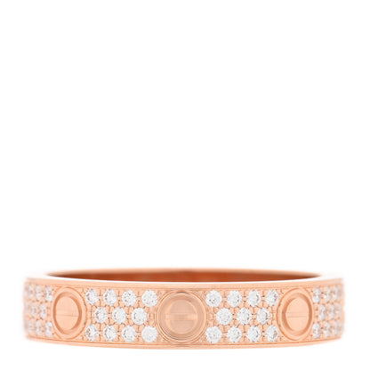 Cartier 18K Pink Gold Diamond 4mm LOVE Wedding Paved Band Ring 53 6.5 1 of 4