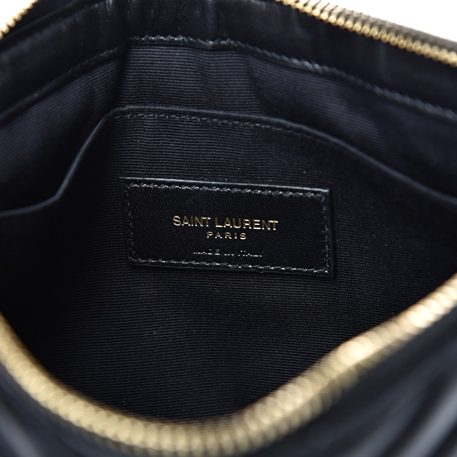 Saint Laurent Calfskin Matelasse Chevron Monogram A5 Wristlet Black 6 of 11