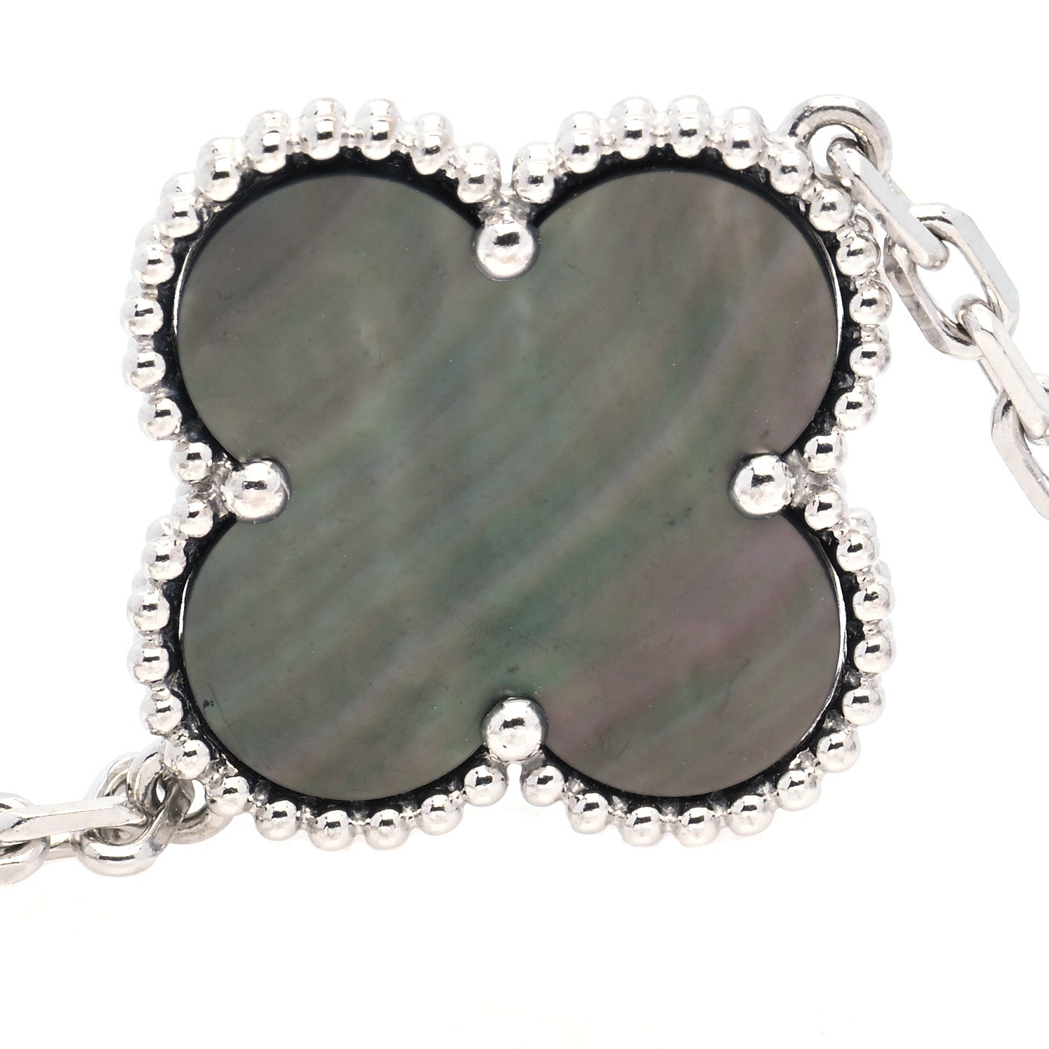 Van Cleef & Arpels 18K White Gold Chalcedony Mother of Pearl 5 Motifs Magic Alhambra Bracelet 5 of 6