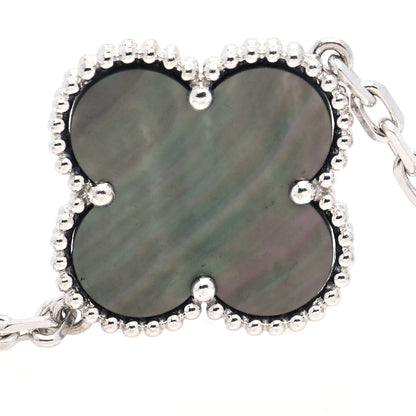 Van Cleef & Arpels 18K White Gold Chalcedony Mother of Pearl 5 Motifs Magic Alhambra Bracelet 5 of 6