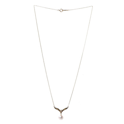 Mikimoto 18K Yellow Gold Diamond Akoya Pearl 7mm Pendant Necklace 3 of 7