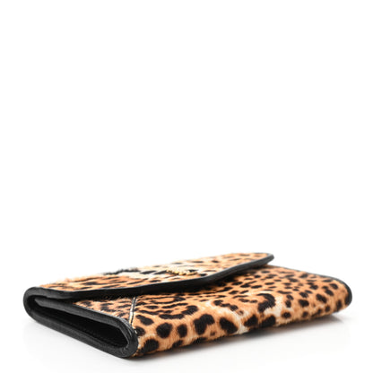 Saint Laurent Pony Hair Monogram Leopard Print Card Holder Wallet Black 4 of 8
